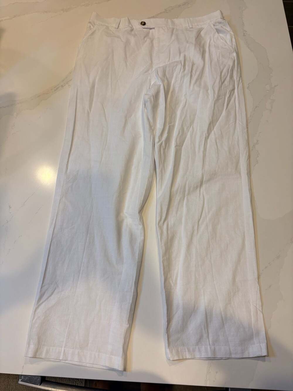 Amazon Essentials White Linen Blend Pants Size XL